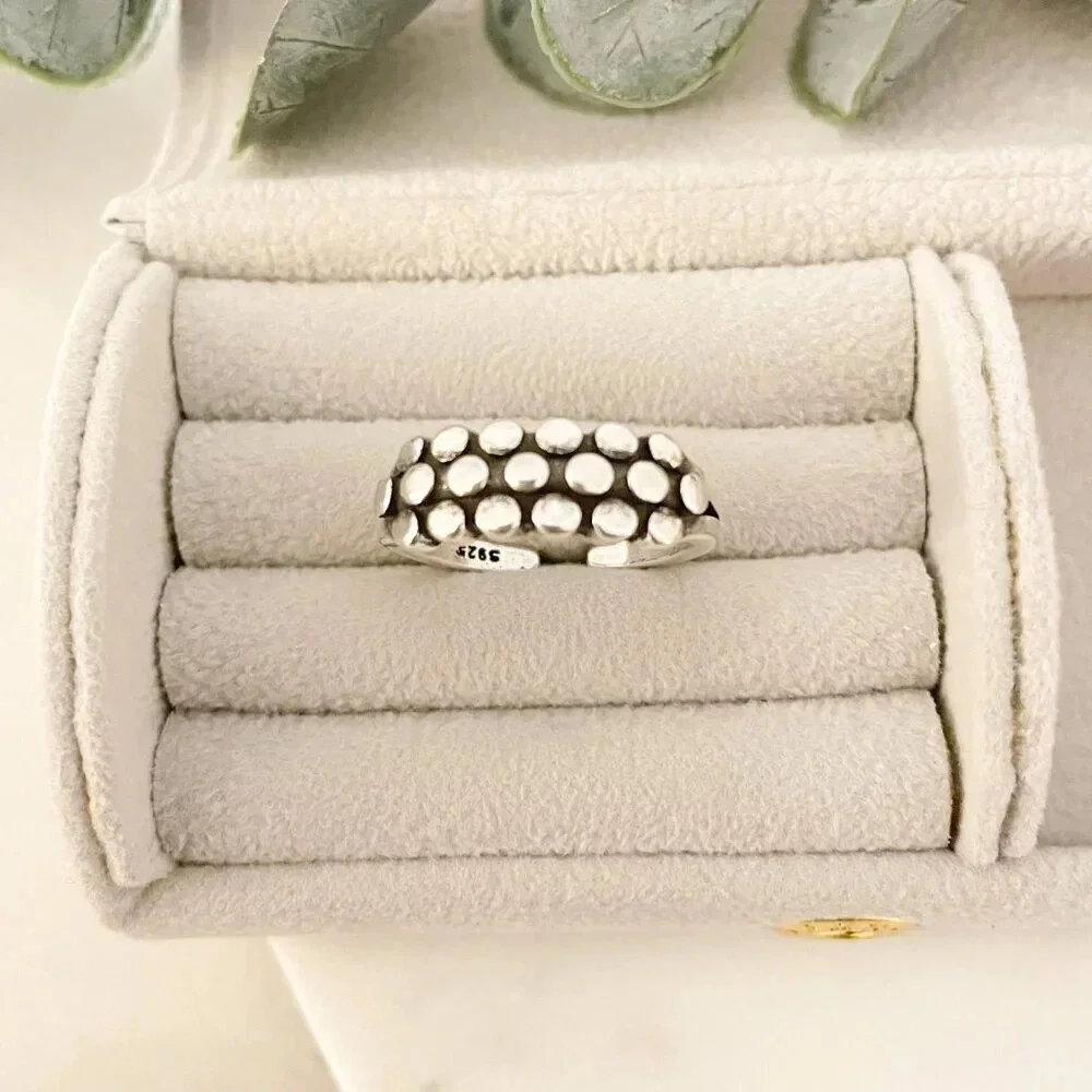 925 Sterling Silver Bead Ring Minimalist Ring Dainty Ring Stacakble Ring Band - Picture 5 of 9